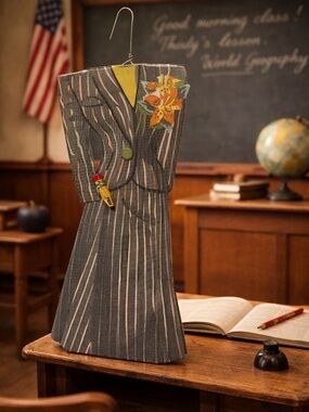 Sophie's Closet Pin - Striped Dress with Yellow Accent